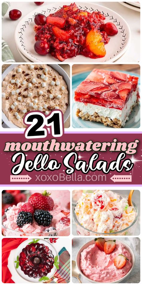 Jello salad recipes Mormon Jello Salad, Jello Fruit Salad Recipes Easy, Jello And Marshmallows Recipes, Summer Jello Salads, Jello Cream Cheese Dessert Cool Whip, Things To Make With Jello, Pink Jello Salad, Jello Salads Recipes, Recipes Using Jello