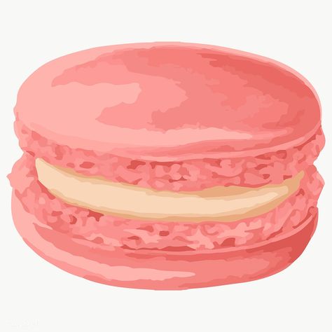 Vectorized hand drawn pink macaron sticker design resource | free image by rawpixel.com / Aew Macaroon Wallpaper, Pink Macaroons, Strawberry Png, Candy Drawing, Dessert Illustration, Ice Cream Theme, Peach Cake, Scrapbook Stickers Printable, Pink Paint