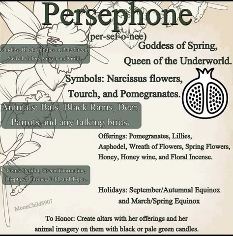 Persephone Goddess, Goddess Magick, Greek Pantheon, Traditional Witchcraft, Greek Mythology Gods, Wiccan Magic, Witch Spirituality, Roman Gods, Greek Gods And Goddesses