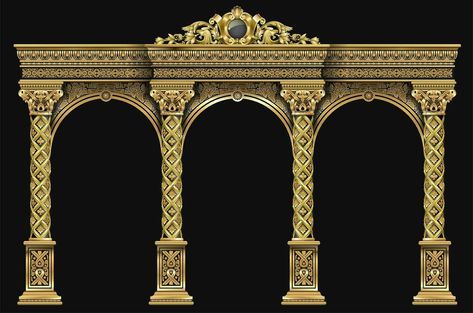 Golden luxury classic arch portal with columns