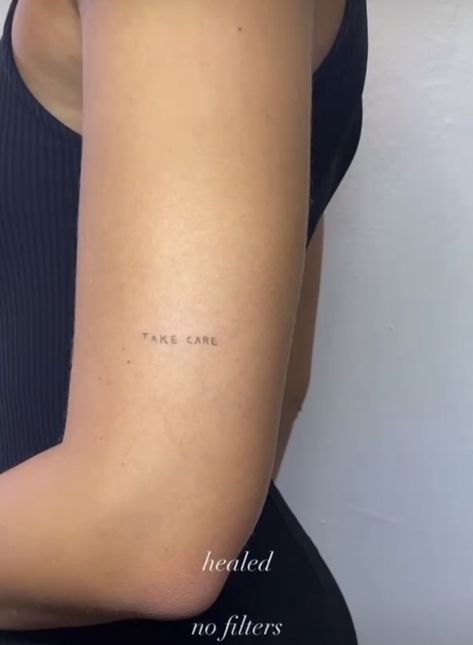 Tiny Writing Tattoo, Yes You Can Tattoo, Take Care Tattoo, Izzy Tattoo, Alive Tattoo, Hidden Tattoos, Hand Tattoos For Girls, Go Big Or Go Home, Petite Tattoos