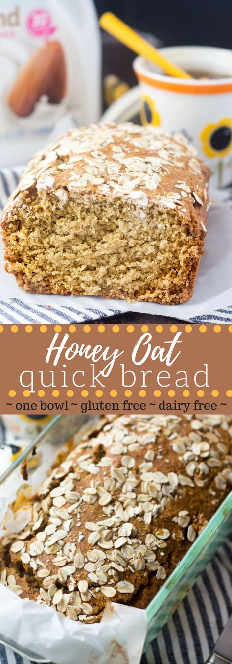 This gluten free honey oat bread is made with just a few simple ingredients in only one bowl! No refined flour (oat flour only), butter or dairy! #AD #PlantBasedGoodness via @hungryhobby Gluten Free Honey Oat Bread, Oat Flour Recipes, Honey Oat Bread, Weight Watcher Desserts, Oat Bread, Low Carb Brownies, Gluten Free Recipes Bread, Honey Oats, Cloud Bread