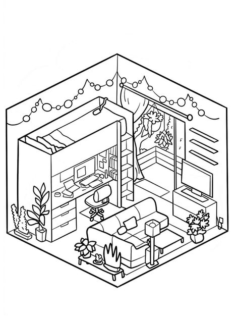 30+ Free Little Corner Coloring Pages 🎨🌈 - ColoringPagesForKids.net Cost Corner Ideas, Coloring Pages For Adults Disney, Coloring Pages Little Corner, Little Corner Coloring Book Pages, Cozy Corner Coloring Page, Little Corner Coloring Pages, Little Corner Coloring Book, Bedroom Coloring Pages, Simple Adult Coloring Pages