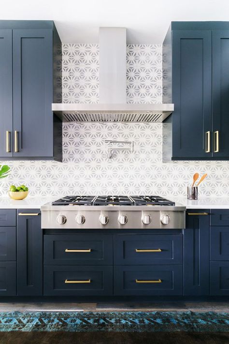 Hooray for the White and Blue Kitchen | Centsational Style Dark Blue Kitchen Cabinets, Dark Blue Kitchens, Blue Kitchen Designs, Blue Kitchen Cabinets, Popular Kitchens, New Kitchen Cabinets, Blue Kitchen, Grey Kitchens, Kitchen Trends