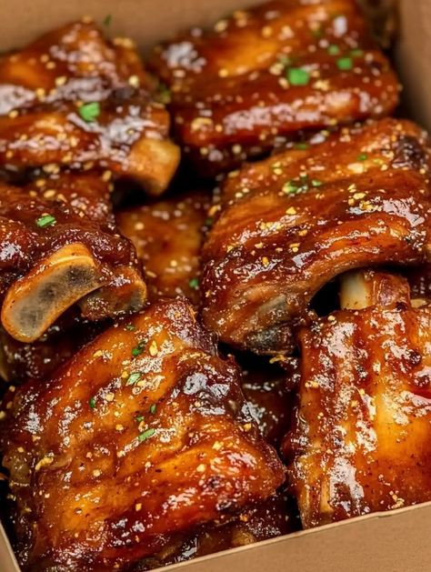 Easy Sticky Ribs Recipe, Alex Guarnaschelli Garlic And Soy Sticky Ribs, Sweet And Sticky Ribs, Air Fry Ribs Recipe, Boneless Pork Ribs Dinner Ideas, Sticky Honey Garlic Ribs Recipe, Honey Garlic Sauce For Ribs, Sticky Bbq Ribs, Garlic Pork Ribs Recipe