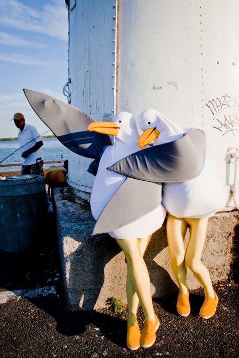 Detailed Halloween Costumes, Seagull Costume Diy, Beach Costume Ideas, Seagull Costume, Weird Costumes, Party Animal Costume, Giant Lobster, Animal Costumes, Creative Costumes