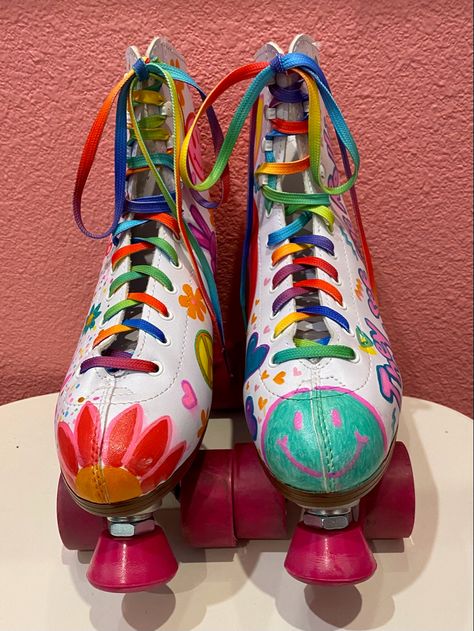 Painted Roller Skates, Skate Aesthetic, Artwork Inspiration, Theatre Costumes, Paint Roller, Roller Skate, Custom Hand Painted, Roller Skates, Roller Skating