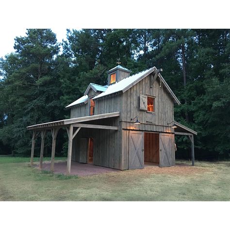 Mitch Ginn | Proud to introduce our first ever out-building stock plan! Here is a sneak peek to "Ol Man Ginn's Barn". This will be on our website soon… | Instagram Tiny Barn House, Small Barn Ideas, Barn Loft Apartment, Small Pole Barn, Small Barn Plans, Tractor Barn, Backyard Barn, Small Barns, Mountain Home Exterior