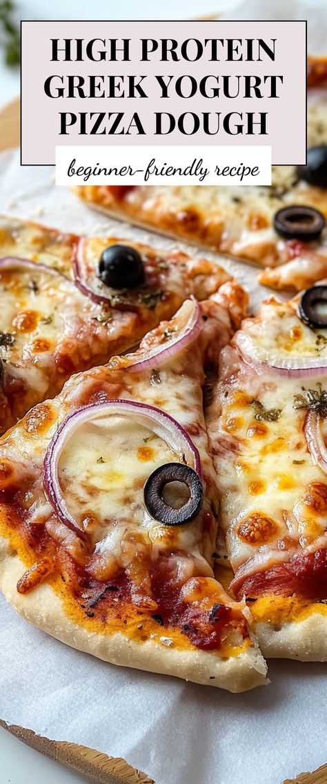 Image for High Protein Greek Yogurt Pizza Dough Healthy Pizza Options, High Protein Pizza Toppings, Protein Pizza Recipe, Greek Yogurt Dumplings, High Protein Pizza Dough, Protein Pizza Dough, Yogurt Pizza Crust, Greek Yogurt Pizza Dough, Greek Yogurt Pizza