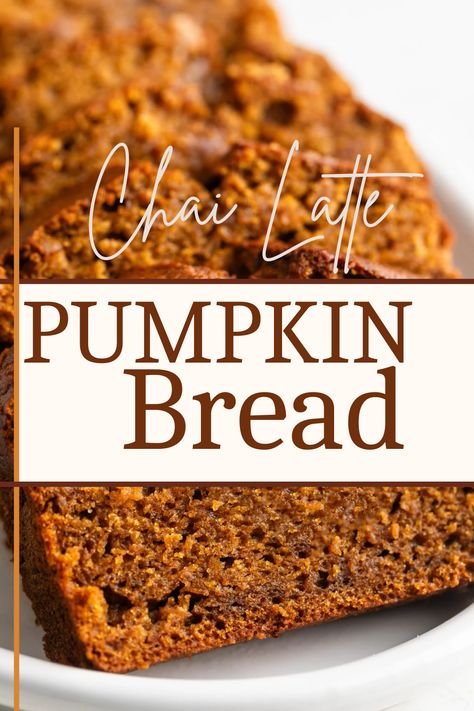 This chai latte pumpkin spice bread is inspired by Starbucks—a mashup of their iconic pumpkin chai latte drink and pumpkin bread. Pumpkin Spice Bread Recipe, Chai Bread, Spice Bread Recipe, Homemade Chai Latte, Pumpkin Chai Latte, Pumpkin Chai Tea, Homemade Chai, Pumpkin Spice Bread, Spice Bread