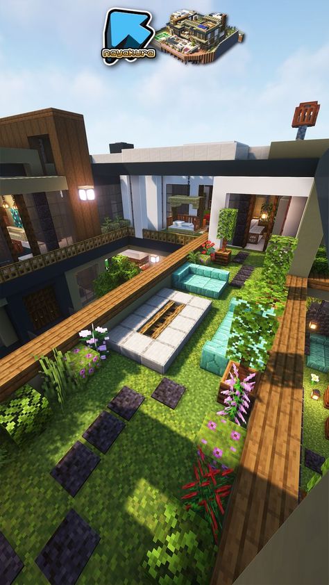 Minecraft Modern Backyard, Modern House Minecraft, Rumah Minecraft Sederhana, Minecraft Interior, Minecraft House Plans, Bangunan Minecraft, Minecraft Modern, Minecraft House Tutorials, Minecraft Funny