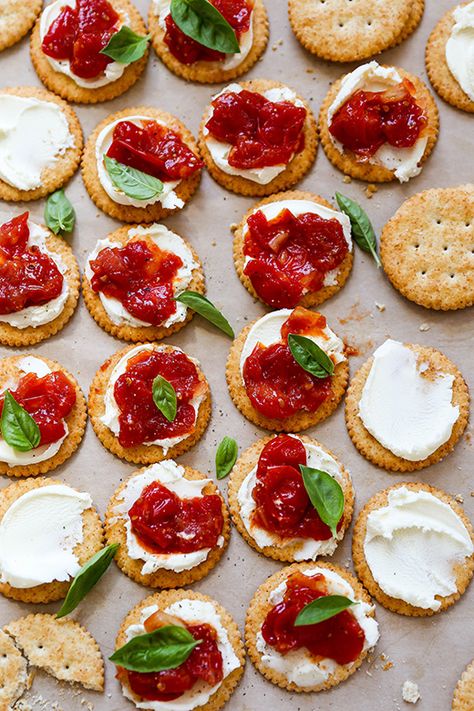 Cherry Tomato Jam and Cream Cheese Crackers | www.floatingkitchen.net Cherry Tomato Jam, Cream Cheese Crackers, Cheese Biscuit Recipe, Floating Kitchen, Cheese Biscuit, Cherry Tomato Plant, Tomato Jam, Party Food And Drinks, Cherry Tomato