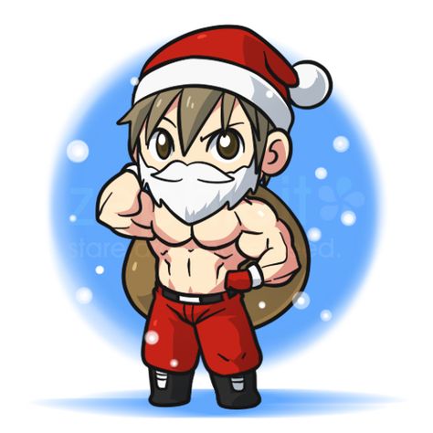 Muscle Santa Chibi Muscle, Muscular Santa, Gay Outfit, Christmas Alphabet, Chicano Art, Chibi Drawings, Male Art, Anime Style, The Christmas