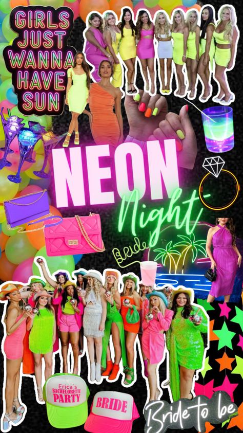 #neonbachelorette #bacheloretteweekend #bachelorette #bacheloretteparty #bachelorettepartytheme #bachelorettetheme #neonoutfit #neontheme Neon Bachelorette Party, Neon Bachelorette, Neon Party Outfits, Bachelorette Inspo, Bach Bash, Bachelorette Themes, Neon Outfits, Bachelorette Party Outfit, Bachelorette Party Bride