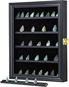 KCRasan Arrowhead Display Case Native American Arrowhead Shadow Box Wall Mount Arrowhead Collection Display Cabinet with Uv Protection for Agate Opal Crystal Stone Arrowheads Spear Points Black Small Display Arrowheads Ideas, Arrowhead Display, Native American Proverbs, Golf Ball Display Case, Shadow Box Wall, Items For College, Miniature Display, Jewelry Display Case, Native American Artifacts