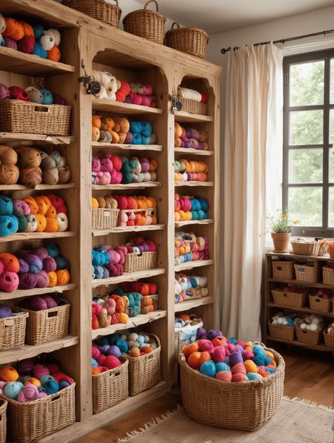 15 Yarn Storage Ideas – The DIY Desire Organize Yarn Storage, Storage Ideas For Craft Room, Yarn Display Ideas, Yarn Organization Ideas, Yarn Shelf, Yarn Storage Ideas, Yarn Storage Solutions, Yarn Display, Garage Wall Storage