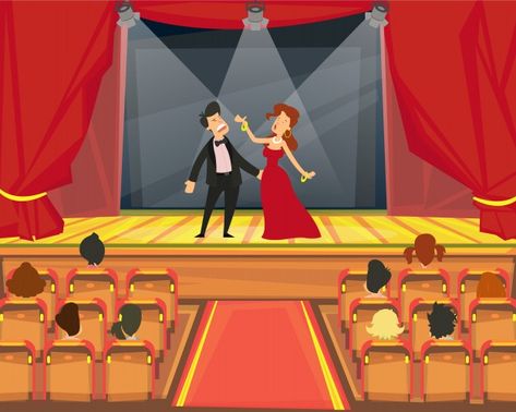 Spectators watch representation in the t... | Premium Vector #Freepik #vector #music #star #woman #man Theater Illustration, Materials For Editing, Theatre Faces, Theatre Illustration, Theater Scene, Drama For Kids, Star Woman, Scene Illustration, Theatre Scene