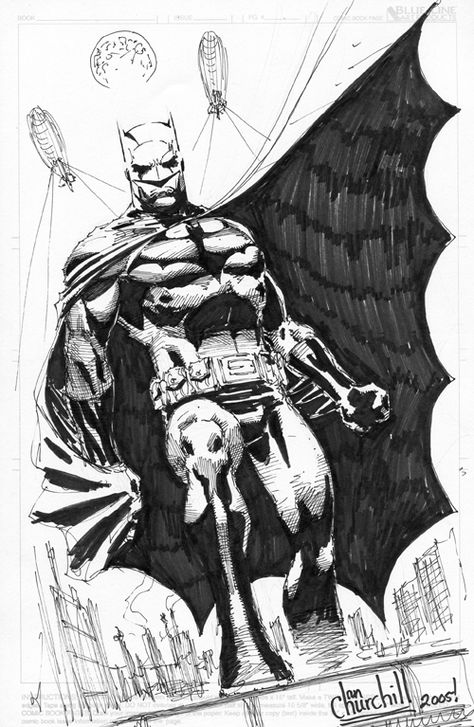 Batman- Ian Churchill Comic Art Jim Lee Batman, Batman Art Drawing, Gary Frank, Jim Lee Art, Batman Drawing, Black And White Comics, Univers Dc, Batman Artwork, Batman And Catwoman