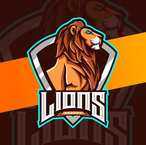 Lion mascot esport logo design | Premium Vector #Freepik #vector #logo #animal #shield #lion Tole Tole, Esport Logo Design, Logo Gamer, Fantasy Football Logos, Lion Mascot, Lion Head Logo, Bird Logo Design, Pet Logo, Sport Logos