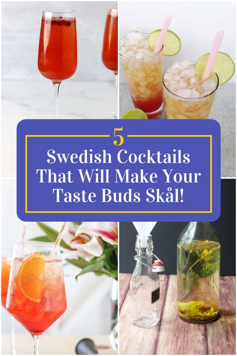 Collage of 4 swedish cocktails. Swedish Cocktails, New Years Around The World, Eurovision Party, Popular Cocktails, The Homies, Swedish Recipes, Cocktail Drinks Recipes, Strawberry Recipes, Summer Cocktails