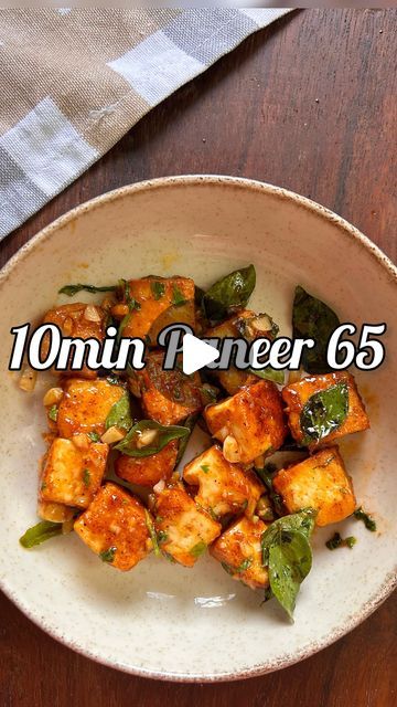 Mrs YumTum - Easy & Quick Recipes on Instagram: "10min Paneer 65 (Serve 1-2)  For all paneer lovers, this will top your list after you make this 10min recipe. It’s not the authentic version but tastes quite similar.   Method:  -Take paneer, cut into cubes.  -Add 1tsp Kashmiri red chilli powder, 1tsp full cornflour, 1/2tsp salt & 1tsp ginger garlic paste.  -Mix well and marinate for 5min.  -Shallow fry in a pan with some oil till golden brown crisp.  -In the same pan, add 2-3 chopped garlic pods, finely chopped ginger, 1-2 green chilli slit & few curry leaves. Cook for a minute.  -Add 1tbsp tomato ketchup, 1tbsp red chilli sauce & 1/4tsp pepper powder.  -Mix everything well.  -Your paneer 65 is now ready.   Enjoy !!   #mrsyumtum #reelsinstagram #reels #reelsindia #trendingreels #quickandeas Simple Paneer Recipes, Paneer 65 Recipe, Quick Paneer Recipes, Kaju Paneer Recipe, Paneer Fry Recipe, Paneer Fry, Paneer 65, Chilli Paneer Recipe, Paneer Starters