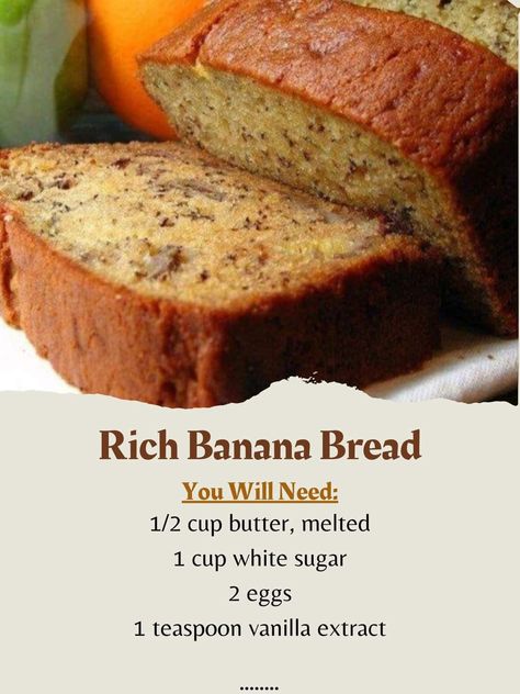 Rich Banana Bread Recipe, Pumpkin Breads, Hawaiian Banana Bread Recipe, Loaf Breads, Rich Banana Bread, Hawaiian Banana Bread, Banana Bread Ingredients, Grandma's Recipes, Moist Banana Bread