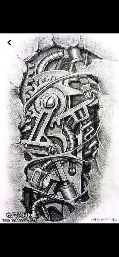 Mechanical Arm Tattoo, Tattoo Crane, Biomech Tattoo, Biomechanical Tattoo Design, Robot Tattoo, Tatoo 3d, Gear Tattoo, Unique Half Sleeve Tattoos, Chicano Tattoos Sleeve