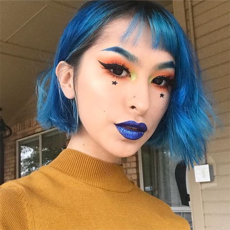 bright blue lips brows eyebrows tumblr aesthetic makeup look ideas inspiration inspo New Makeup Ideas, Long Blonde Wig, Makeup Tumblr, Special Colors, Blue Lips, Blue Nature, Frontal Hairstyles, Makeup Aesthetic, Tumblr Aesthetic