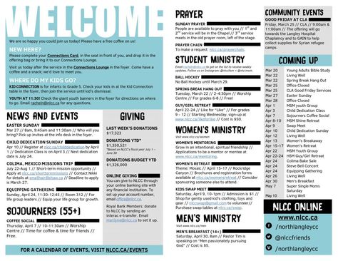 Bulletin Design, Church Bulletin Designs, Church Bulletins, Bulletin Ideas, Church Lobby, Prayer Chain, Sunday Prayer, Church Newsletter, Church Branding