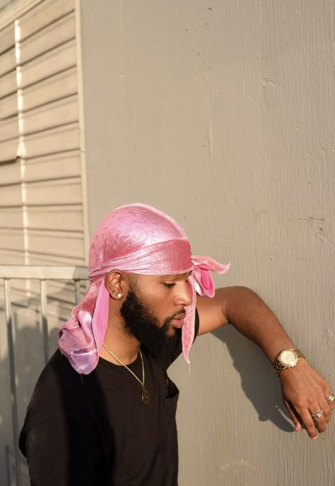 Pink Durag, Durag Styles, Durag Men, Pink Diamond Wedding Rings, Rose Gold Hair Brunette, Melanin Aesthetic, Du Rag, Colour Mood, Models To Draw