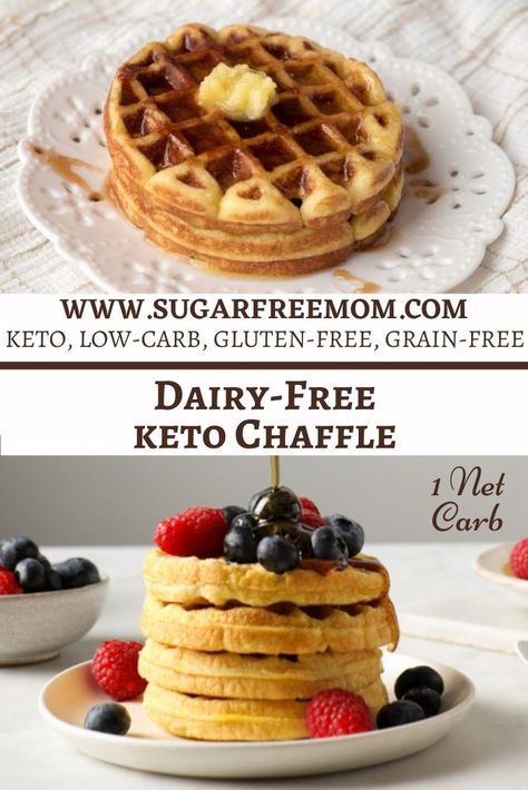 Dairy Free Keto Chaffle Recipe (Sugar Free, Gluten Free, Nut Free) Dairy Free Keto Chaffles, Dairy Free Chaffle, Sugar Free Waffles, Chocolate Chaffle, Chaffles Keto, Dairy Free Pancake Recipe, Dairy Free Waffles, Allergy Diet, Dairy Free Keto