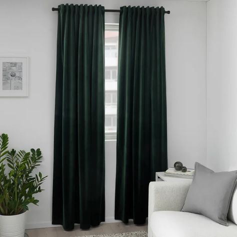 7 Best IKEA Items That Are Easy to Hack | Kitchn Curtains Without Sewing, Modern Window Treatments, Thick Curtains, Ikea Curtains, Living Room Decor Curtains, Green Curtains, Custom Drapes, Darkening Curtains, Velvet Curtains