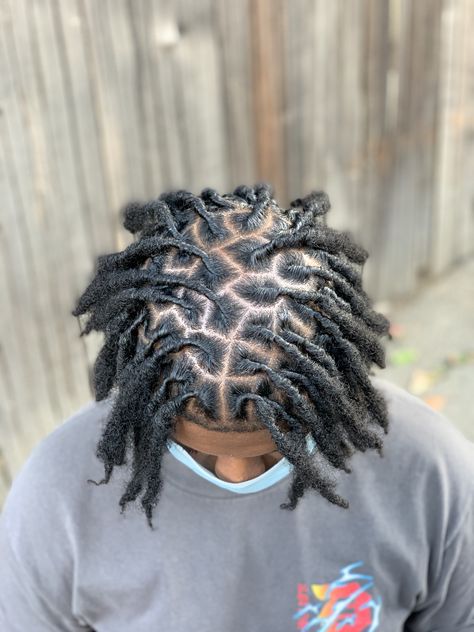 Square Parts Locs, Men Loc Retwist, Dreads Parts, Free Part Locs Men, Random Part Locs, Dreads Retwist Men, Palm Rolled Locs, C Part Locs, Loc Parting Patterns