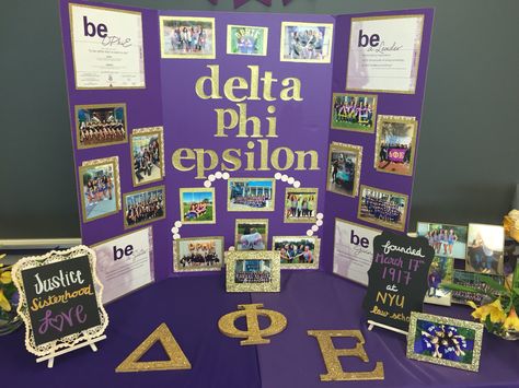 Delta phi epsilon recruitment trifold Sorority Trifold Board, Club Trifold Board Ideas, Tabling Ideas Recruitment, Trifold Ideas, Tabling Ideas, Tri Fold Poster Board, Trifold Board, Tri Fold Poster, Diy Trinkets