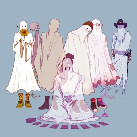 Blanket Ghost Drawing, Floating Ghost Poses Reference, Ghost Couple Drawing, Ghost Boy Art, Ghost Oc Male, Ghost Oc Art, Ghost Aesthetics, Ghost Character Design, Ghost Ideas