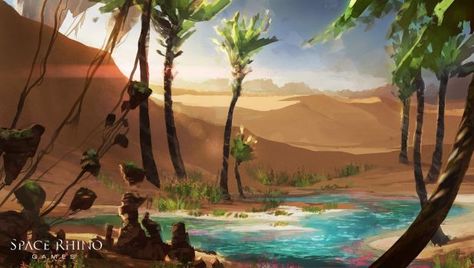 Village Concept Art, Environmental Concept Art, Jungle Oasis, Desert Area, Desert Environment, Fantasy Concept, Location Inspiration, Scenery Background, Desert Art