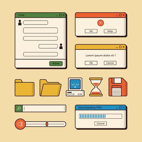 Free Vector | Free vector hand drawn retro computer windows element Window Illustration, Retro Computer, Graphic Shapes Design, Marketing Graphics, Art Apps, Scrapbook Stickers Printable, Social Media Design Inspiration, Computer Graphics, Vector Hand