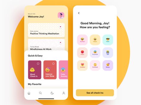 App Banner Design, Sleepy Mood, Mindfulness At Work, Health App Design, App Design Layout, Meditation App, Meditation Apps, App Design Inspiration, App Interface