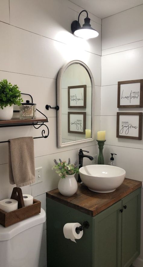 Shiplap Bathroom, Upstairs Bathrooms, Half Bathroom, Bathroom Update, Downstairs Bathroom, Green Bathroom, Bathroom Redo, Main Bathroom, Bathroom Renos