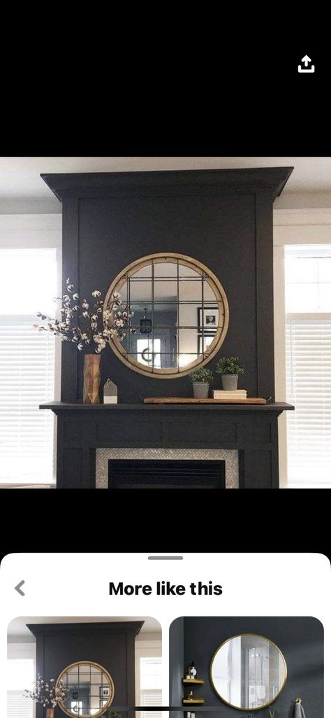 Black Fireplaces And Mantels, Manor Fireplace, Moody Fireplace, Black Fireplaces, Black Fireplace Mantel, Black Fireplace Surround, Fireplace Makeovers, Fireplaces And Mantels, Fireplace Accent Walls