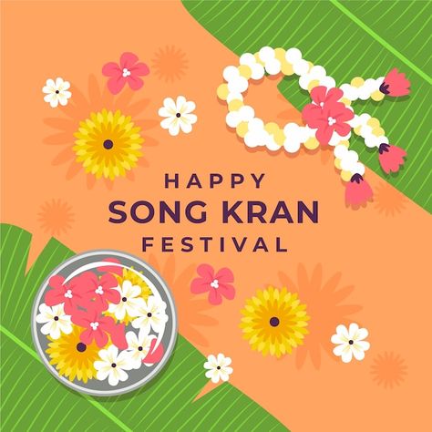 Songkran Festival Design, Environmental Poster, Bg Logo, Songkran Thailand, Environmental Posters, Songkran Festival, Happy Song, Flag Icon, Thai Art