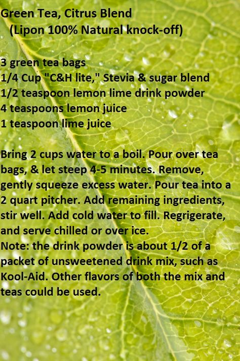 Lipton Citrus Green Tea Recipe, Lipton Green Tea Recipes, Copycat Lipton Citrus Green Tea, Lemon Iced Tea Recipe, Citrus Green Tea, Citrus Tea, Drinking Green Tea, Lipton Green Tea, Lime Drinks