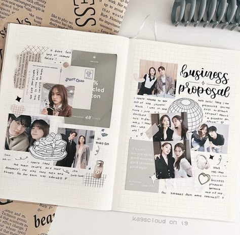 Ideas For Ig Notes, Kdrama Scrapbook Ideas, Kdrama Collage, Korea Journal, Drama Journal, Kdrama Journal, Finding My Way, A Business Proposal, K Pop Journal