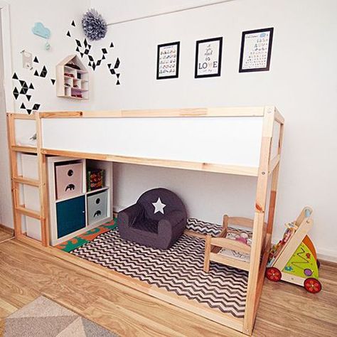 35 Awesome IKEA Kura Beds For Kids | Home Design And Interior Bunk Bed Hacks, Kura Bed Hack, Ikea Kura Bed, Small Kids Room, Kura Bed, Ikea Kura, Ikea Bed, Toddler Bedrooms, Trendy Bedroom