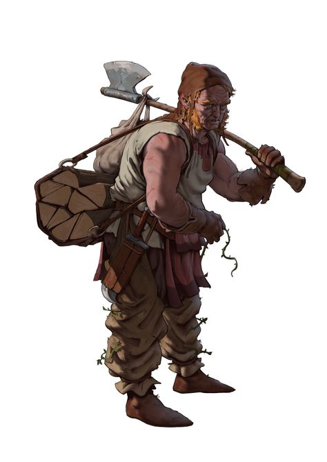 ArtStation - Pesant Lumberjack, Leroy Steinmann Peasant Character Design, Dnd Peasant, Cursed Forest, Even Amundsen, D D Races, Arm Armor, Dungeon Master, The Grove, Medieval Art