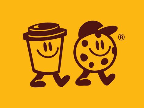 Cookie & Coffee brand Logo by Piero Studio on Dribbble Christmas Logo Design Graphics, Iced Coffee Logo, Cereal Logo, Coffee Mascot, Coffee Brand Logo, Cereal Logos, Ice Cream Mascot, Food Cycle, Cookie Illustration