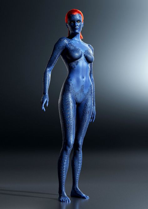 Mystique Jennifer Lawrence, Jennifer Lawrence X Men, X Men Mystique, Mystique Costume, Female Body Paintings, Gal Gadot Wonder Woman, Wolverine Marvel, Comic Book Heroes, Gal Gadot