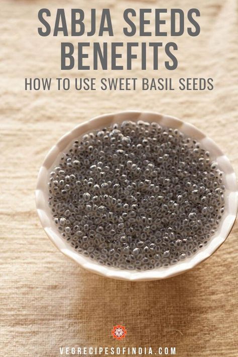 Not many people know the health benefits of sweet basil seeds or that you can use them to make drinks. Here I show you how to use the seeds and what uses they have, from drinks to sherbets. They help with regulating digestion and is good for sore throats and colds. Try these seeds out today! #vegan #vegetarian #basilseeds #Indianfood #benefits Sabja Seeds Benefits, Basil Seeds Benefits, Sabja Seeds, Benefits Of Basil, Basil Health Benefits, Mutton Curry Recipe, Indian Cuisine Recipes, Make Drinks, Seeds Benefits