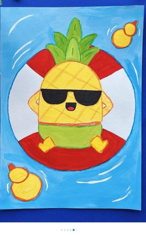 Summer Drawings Easy For Kids, Summer Drawings Easy, Easy Art Drawings, Marker Art Simple, Summer Season Drawing, Summer Drawing Ideas, Summer School Art, Cool Drawings For Kids, Kids Painting Party