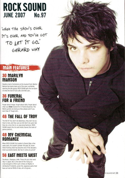 mcr magazine 2007 Mcr Fanart, Bob Bryar, Emo Men, I Love Mcr, Rock Groups, Frank Iero, Gerard Way, Emo Bands, Just A Reminder